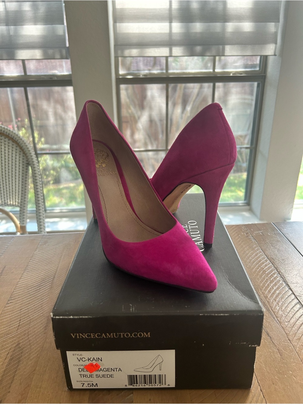 Vince Camuto Deep Magenta Suede Pointed-Toe Pumps - Picture 2 of 7